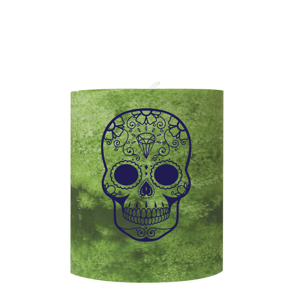 Calavera de la Joya Green 3" x 3.5" Pillar (Jewel Skull)