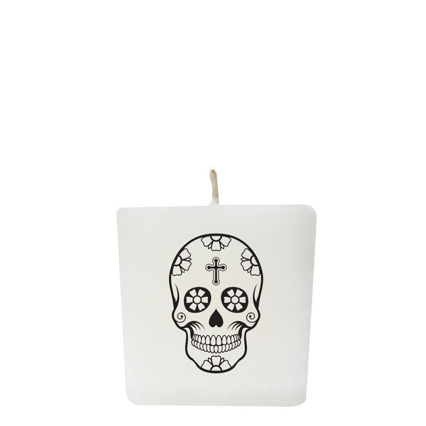 Calavera de la Cruz Cube Votive (Cross Skull)